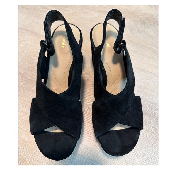 Clarks Maritsa Lara Platform Sandal Black Size 7 M Chunky Strappy - Picture 2 of 6